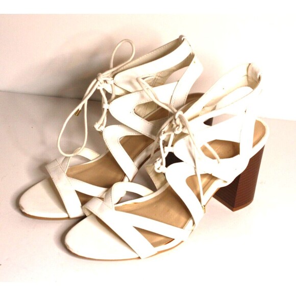 Charlotte Russe Women's White Leather Strappy Lace Sandals US Size 10 - Picture 1 of 7